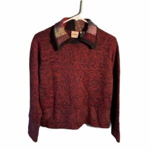 Vtg Tailor B. Moss Collared Sweater Red Multicolor